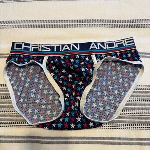 Andrew Christian Navy Briefs with Red & White Stars